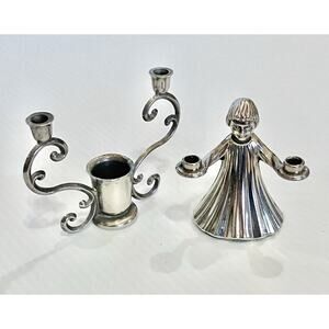 Vtg Italian Candelabras Small Diminutive Mini Candle Holders Ornate Silverplate